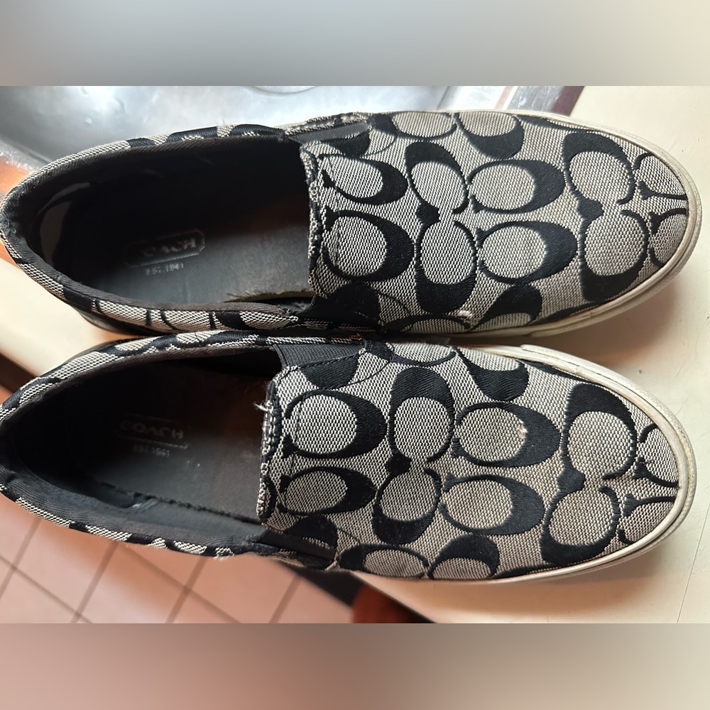 Coach Monogram Black and White Slip-Ons - Picture 8 of 13